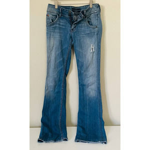 Hudson Mid-Rise Medium wash Distressed Denim Jeans